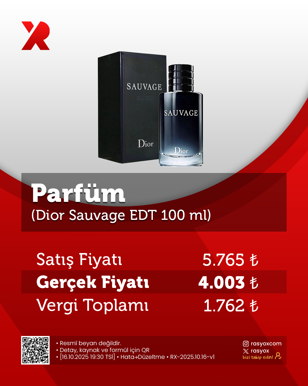 Parfüm (Dior Sauvage EDT 100 ml)